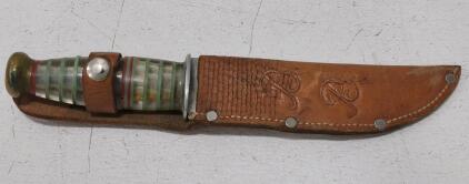 WWII-Era Theater Knife w/ Sheath & Lucite Handle.
