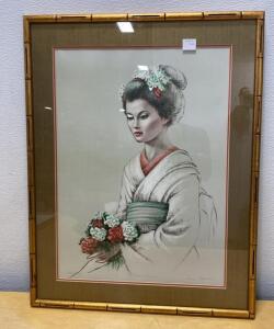 Irene Spencer "Flower Princess" 1978 Hand-Colored Lithograph, Signed, COA, 29&rdquo;x23&rdquo;
