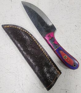 (1) Fixed Blade Cold Steel Utility Knife With Wood Handle And Sheath