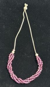 .925 Purple Beaded Bracelet
