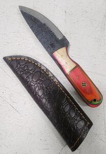 (1) Fixed Blade Cold Steel Utility Knife With Wood Handle And Sheath