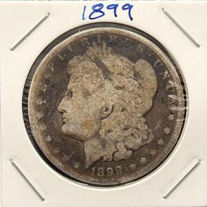 1899 Morgan Silver Dollar, Philadelphia Mint, VG Condition, 90% Silver