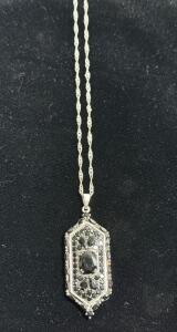 925 Black Multi Stone Pendant Necklace