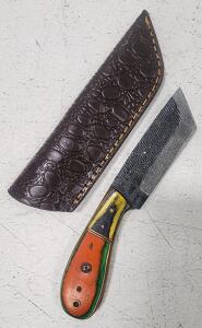 (1) Fixed Blade Cold Steel Utility Knife With Wood Handle And Sheath