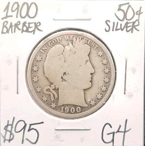1900 G4 Silver Barber Half Dollar