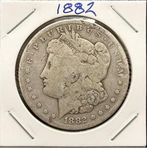 1882-S Morgan Silver Dollar, San Francisco Mint, 90% Silver, Circulated Condition, U.S. Coin