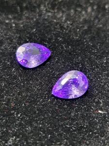 2.15ct Natural Purple Faceted Tanzanite Pear Cut Gemstone Pair