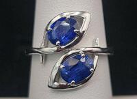 (1) Size 6.5 Oscar Friedman Two Stone Sapphire .925 Silver Ring