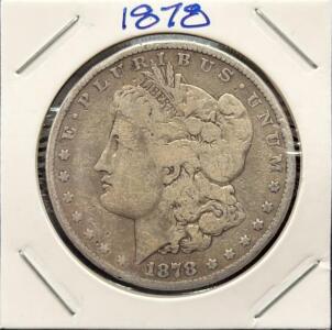 1878 Morgan Silver Dollar, Philadelphia Mint, Circulated, 90% Silver, Classic U.S. Coin