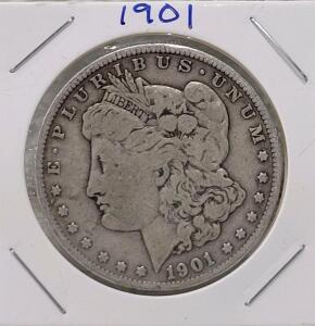 1901 Morgan Silver Dollar - Philadelphia Mint, 90% Silver, Circulated Condition