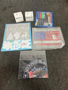 GLP-1 Factory Sealed Supplements, USA 250th Anniversary Flag Window Cling, Christmas Decals, 9-Pc Multi Cleaning Set Factory Sealed