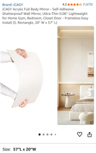 (2) Full Body Mirrors - Self-Adhesive Shatterproof Wall Mirrors