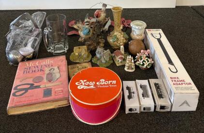 Thomas Kinkade Sweetheart Cottage & Olde Porterfield Tea Room Candlelight Cottages, Signed, Resin, McCall's Sewing Book And More