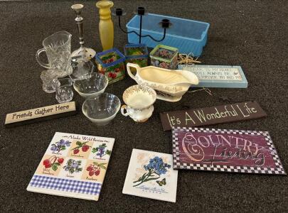 Plaques, Alaska Memorabilia, Glassware, Hand-Painted Boxes, Candlesticks & More