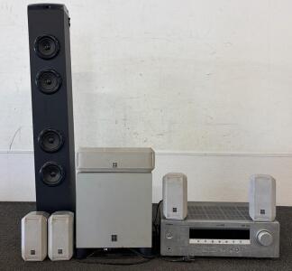 Yamaha HTR-5730 AV Receiver, 5.1 Surround Speakers, Subwoofer, Soundlogic Bluetooth Tower