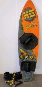 Hyperlite Shred Ready Wakeskate Board with Bindings and Duel Tow Rope 61" Board