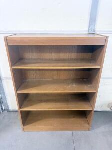 Medium Brown 4-Shelf Wooden Bookcase, Adjustable Shelves, Approx. 48"H x 36"W x 12"D
