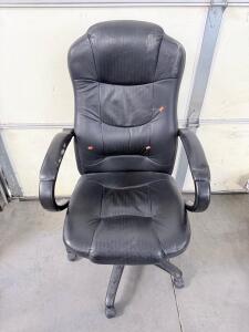 Black Ergonomic Executive Office Chair With Padded Armrests And Swivel Base
