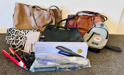 Kenneth Cole, ICENICE & Faux Leather Bags + Hot Tools Dual Plate & Revlon Flat Iron Bundle