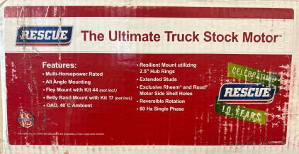 Rescue Direct Drive Blower Motor 5461, 1/2&ndash;1/6 HP, 208&ndash;230V, 1075 RPM, Multi-Speed, Reversible
