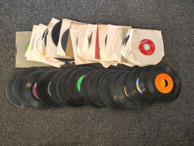 Lot of ~45 Vintage 45 RPM Vinyl Singles &ndash; Latin, Pop & Rare Promo, Joey Peerless Parrot Dot Labels