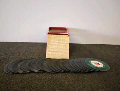 Vintage 1960s 7" Vinyl 45 RPM Record Collection, 24+ Count, Original Box, Top Pop & Rock Hits