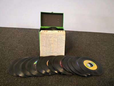 Vintage 45 RPM Vinyl Records Collection With Storage Case &ndash; 30+ Records, 1960s-1970s