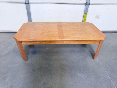Solid Oak Coffee Table, 48"x24", Modern Design, Chamfered Corners, Wide Wood Grain