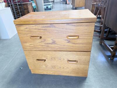 Wooden 2-Drawer Filing Cabinet, Oak Finish, 30.75" H x 20" W x 18.5" D