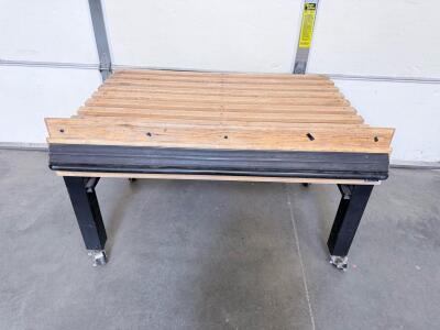 Heavy Duty Rolling Workbench Table, Steel Frame, Hardwood Slat Top, 48"x30", Locking Casters