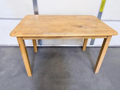Used Rectangular Wooden Table With Rounded Corners, Sturdy, Light Wood Finish