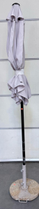 Outdoor Patio Umbrella with Heavy Base, 8 Ft Diameter, Light Gray Canopy, Metal Pole