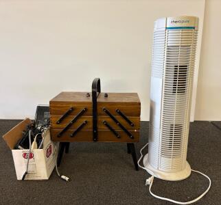 Therapure Tower Air Purifier with HEPA-Type Filter, UV-C Light, and Photocatalyst Filter,Vintage Sewing Box Wood 3 Tier Accordion with Legs Poland Dovetailed Basket