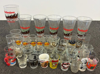 Budweiser Clydesdale Pint Glasses & Hard Rock Cafe Shot Glasses Collection &ndash; 30+ Pieces