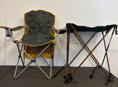 Mac Sports Folding Camping Chair w/ Canopy & Cupholder + Collapsible Camp Table, Steel Frames