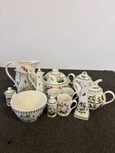 Portmeirion Botanic Garden 16-Piece Ceramic Tableware Set &ndash; Teapots, Jugs, Bowls, Herb Jars
