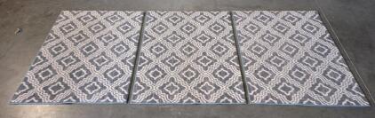 Set of 3 Coordinating Area Rugs, Geometric & Medallion Designs, 48"x30", Gray & Cream Colors