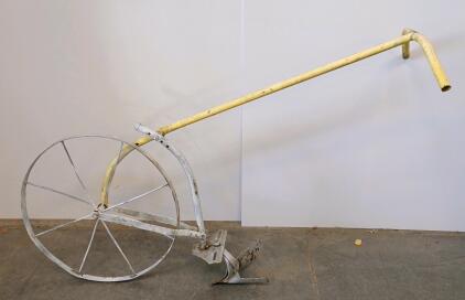 Steel Single Wheel Manual Push Plow with Moldboard Blade, 24" Wheel, All-Metal Construction