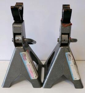 (2) Pittsburgh 3 Ton Steel Jack Stands, Ratcheting Mechanism, 11.25"&ndash;16.75" Height Range
