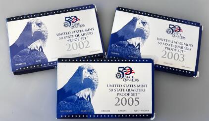 U.S. Mint 50 State Quarters Proof Sets &ndash; 2002, 2003, 2005 &ndash; Original Packaging