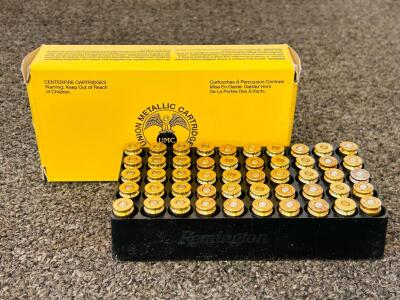 Remington UMC .40 S&W 180gr FMJ Ammo, 50 Rounds, Brass, Factory Box, L40SW3