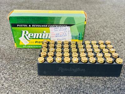 .40 S&W 180 Grain Hollow Point Reloaded Ammunition, 50 Rounds, Remington Brass, Hornady Bullets