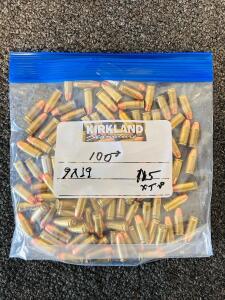 Approximately 100 Rounds 9mm Luger 115gr XTP Reloaded Ammunition, Brass Case, Mixed Headstamp, USA