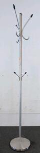 Stainless Steel Freestanding Coat Rack, 9 Hooks, 70" Tall, Weighted Base, Silver/Black