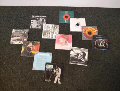 Vintage 7" Vinyl 45 RPM Lot, Elvis, Beach Boys, Carpenters, 38 Special, 40+ Records, Sleeves, Bin