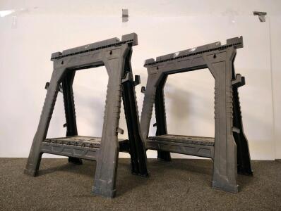Plastic Folding Sawhorses, 1,000 lb Capacity Per Pair, 27" L x 2.125" W x 32" H