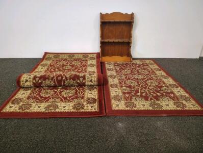 Oriental Weavers Northcrest Home Estate Area Rugs, One 22"x90" And One 22"x34", Red Beige Floral, Set Of 2 And Shelf