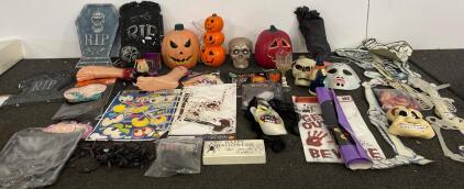 Halloween Decorations 30+ Props: Tombstones, Skeletons, String Lights, Masks, Pumpkin Decor