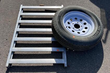Tow Master II ST205/75D15 Trailer Tire/Wheel & Pair of 48" Aluminum Ramps, 1500 lb Capacity