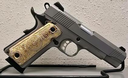 Tisas ZIG M45 "Carry" .45 ACP Semi-Automatic Pistol with Custom Engraved Gold-Tone Aztec Themed Grips
